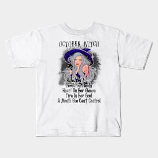 Otober Witch Funny Women Halloween Kids T-Shirt